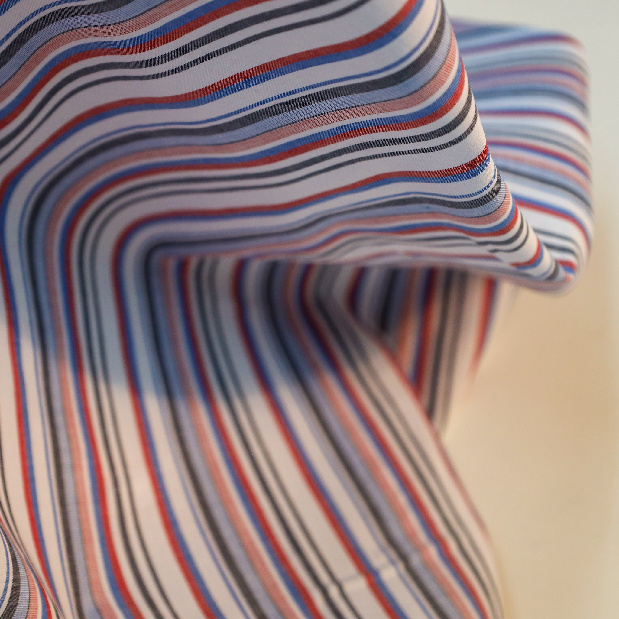 Tissu popeline de coton à rayures - multicolore