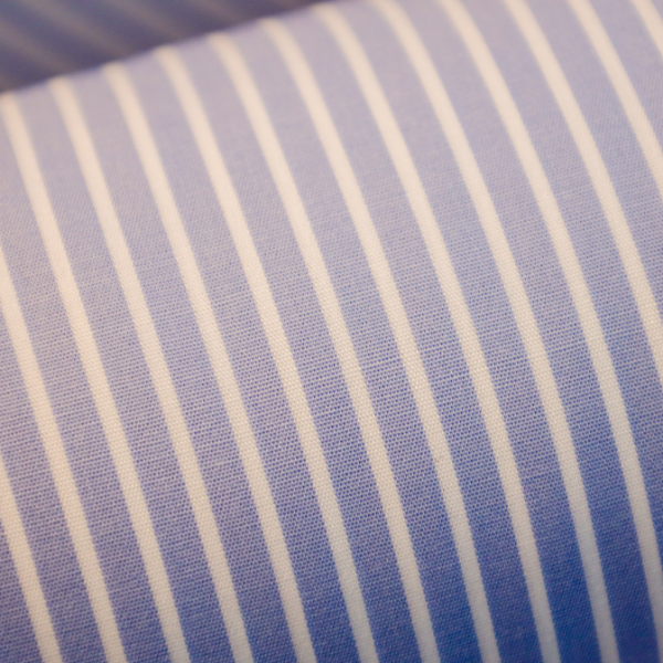 Tissu popeline de coton à rayures - Bleu